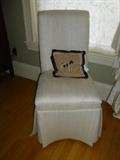 silk covered Parsons chair