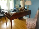 mahogany desk Lexington Furniture Palmer Home Collection
solid brass lamp
one of a set of Parsons chairs