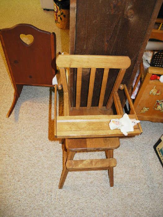 Antique baby doll high chair