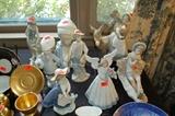 Lladros including 5830, "Heavenly Harpist", 5222, "Pretty Pickings", 4843, "Donkey Ride" AKA "The Walk", 4649, "Madonna Head", 4730, "Shepherd with Bird" (Matte Finish), 4967, "Soccer Player Puppet", 4809, "Going Fishing", 1277, "Feed Time" and Pickard