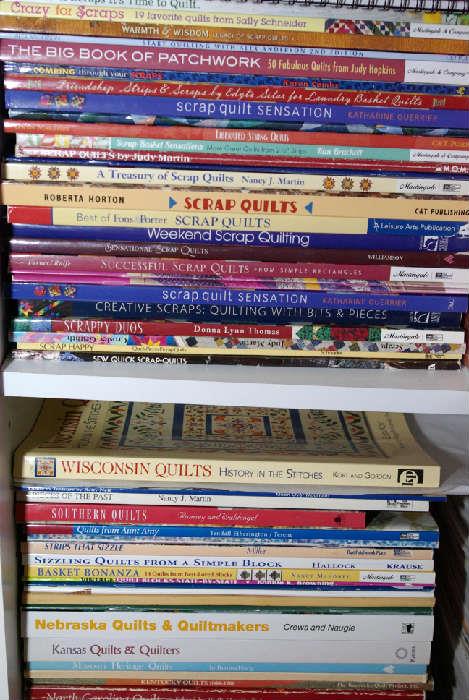 Books, books and more books.  Quilting books, novels.