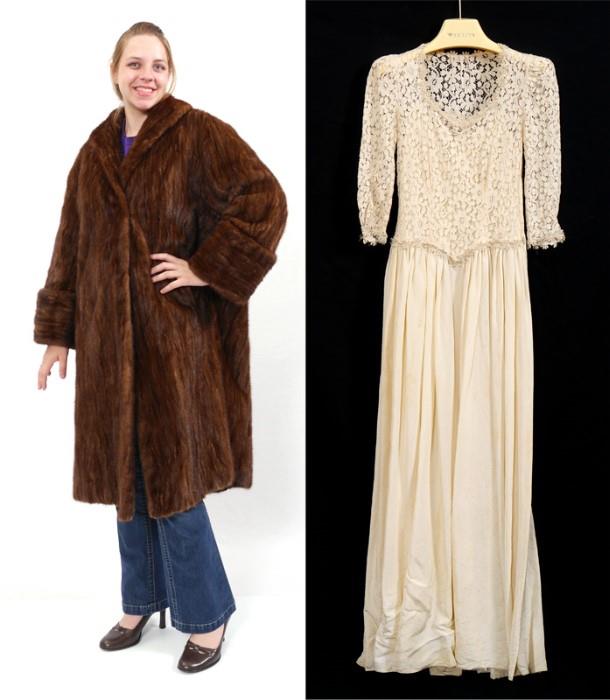 Mink Coat & Vintage Wedding Gown