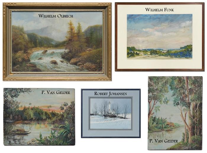 Art Works by:  Wilhelm Olbrich, Wilhelm Funk, P. Van Gelder, & Robert Johansen