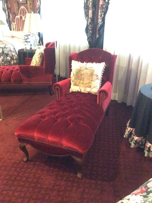Lovely plush red Chaise