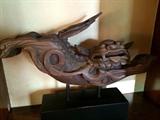Pair of Chinese Carved Wooden Chimeras (2' x 1')
