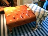 Swaim Cognac Colored Leather Cocktail Ottoman