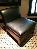 (2) Black Leather Slipper Chairs