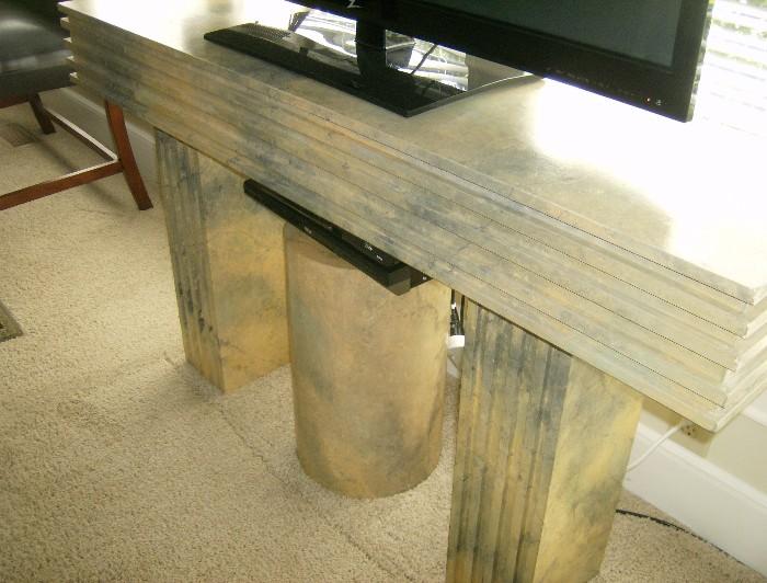 pedestal style entertainment center stand