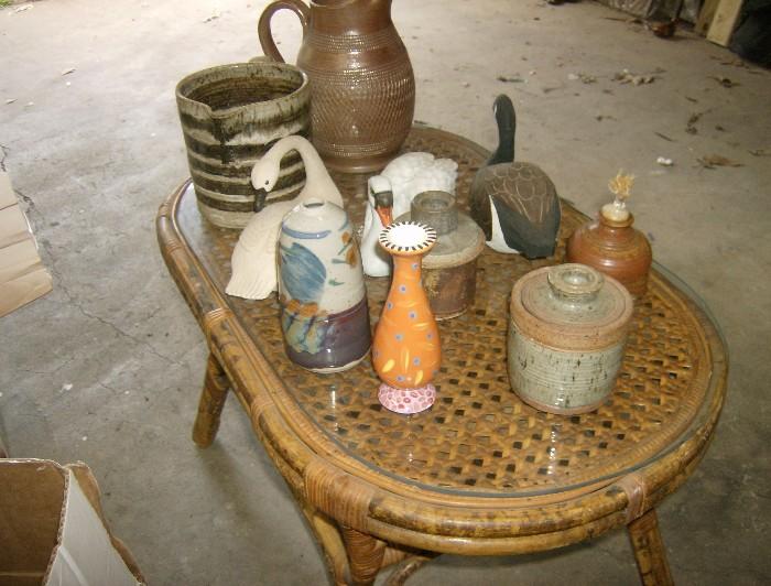 assorted handmade pottery