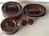 21 Pieces Metlox Chocolate Brown Colorstax Plates, Platters & More