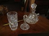 3 American Brilliant Cut Glass Items: Vase and 2 Stoppered bottles