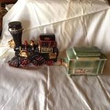 2 Vintage Whiskey Decanters: Train Engine (Ezra Brown) & Cable Car (Jim Beam)