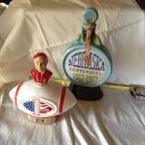 2 Vintage Nebraska Jim Beam Decanters: Football & Centennial