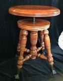 Tonk Carved Wood Adjustable Piano Stool Glass Ball Feet