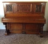 New England Oak Upright Piano Turn of the Century 