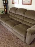 Taupe Upholstered 7 Ft. Sofa Comfy!