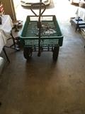 Large pull cart for lawn mower or small riding equipment.