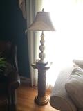 One of three Pineapple columns and one of two quality metal lamps with shade and shade cover.