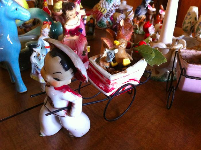 Vintage planters and ceramics