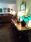 Antique Lamps, lacquer pots, antique mirror