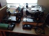 Two vintage singer feather weight sewing machines