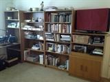 Mid-Century Book Cases, lots of books, some rare.
