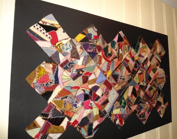 Large Crazy Quilt Artwork  - Wall Hanging. Lots and lots of vintage, hand-made quilts, American Made & other countries.. etc.