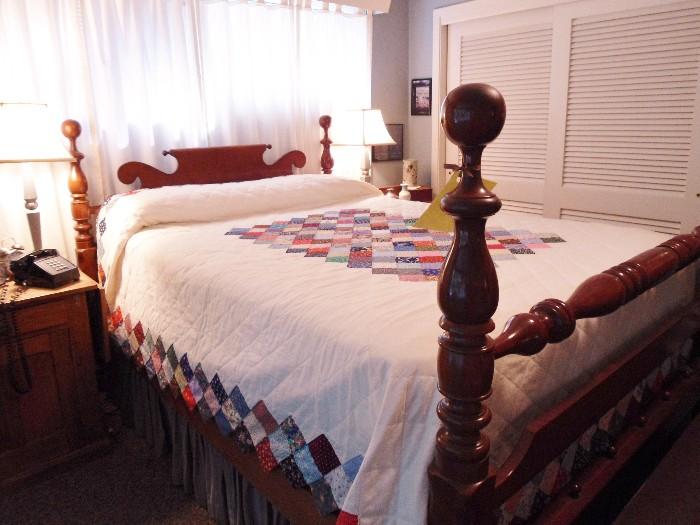 Cannon Ball Bed, Oak End Tables, Quilts and More Quilts...