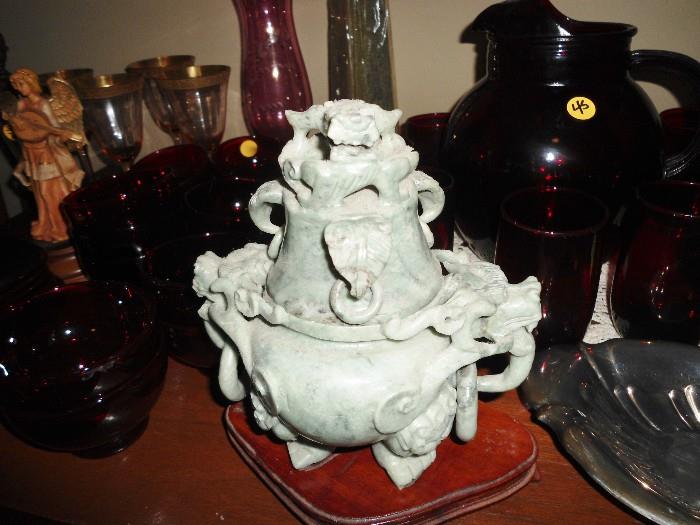 Soapstone/Jade Incense Burner ....Many unique items from  "The Hawkins" many worldwide travels....please share & tell your friends... 