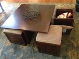 Unique Coffee table W/stools & storage