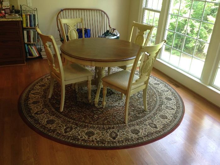 Kitchen table w/4 chairs.   Oval rug