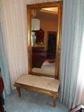 Master Bedroom-First Floor:  Pier mirror (65" tall x 25" wide) and matching  marble top bench.