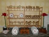 Living Room-SMALLS area:  Large Waterford oversize LISMORE pattern balloon stems are SOLD; antique plates; only one set of Medici gold Arte Italica stems (small goblets) remain.