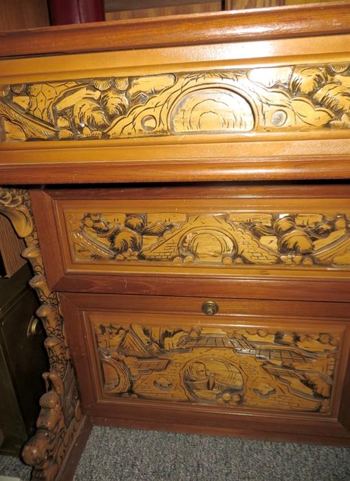 Incredible carved roll top desk