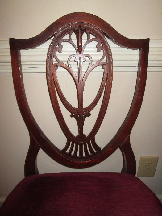 1 of 6 mahogany dining chairs (3 as is)