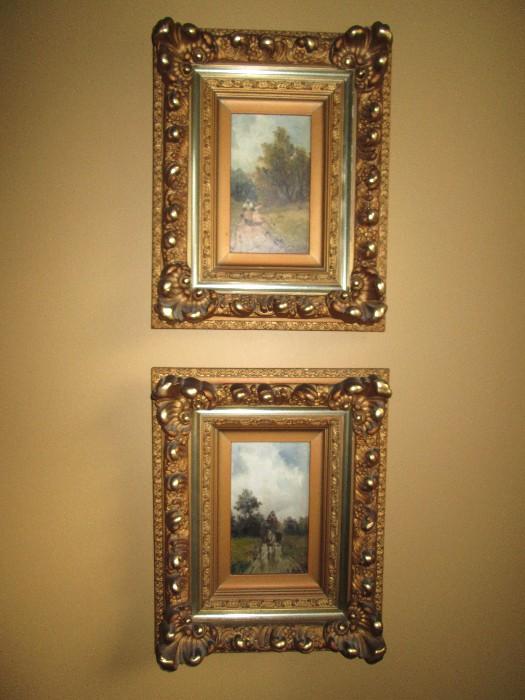 antique framed original oil paintings by Halle'