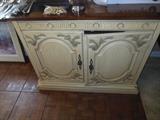 White Furniture Company Serving Cart/Bar Hand Carved Ornate Decor Storage.