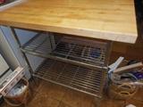 Willaim Sonoma for National Sanitation Foundation Restaurant Quality Butcher Block Top,Stainless Steel Shelves