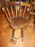 Wood Swivel Bar Stool with Leather Seat/Back Rest Studded (5)