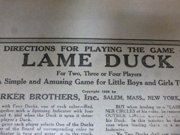LAME DUCK 1928 GAME