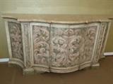 Italian hand painted credenza with marble top