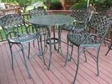 Cast Aluminum High Top Table with Bar Stools    BRITT CARTER & COMPANY