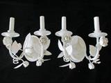 WHITE ROSE & LEAVES SCONCE (pair)

