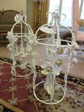 WHITE ROSE & LEAVES 
CYLINDER /LANTERN FIXTURE
