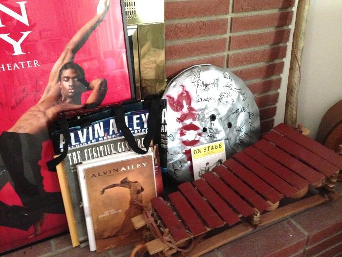 Alvin Ailey collection, Stomp theater prop signed, primitive musical instrument