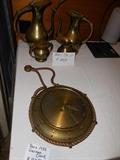 Brass tea set, rare vintage solid brass wall hanging German clock by Schatz