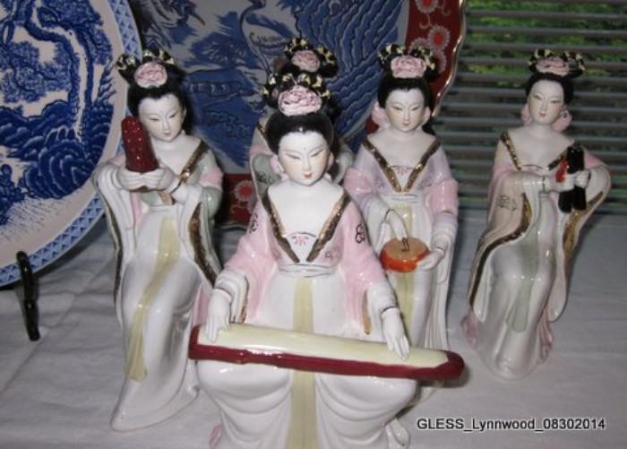 Chinese Porcelain Figurines - Ladies with instruments
