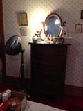 Who says that Are Deco look isn't in? This hair dryer works, name in tact..bright silver..darling dresser with mirror..full of dresser pieces on top..sweet!