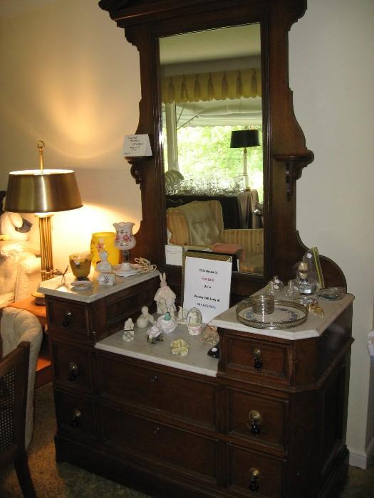 Walnut marble top dresser from the 1850"s