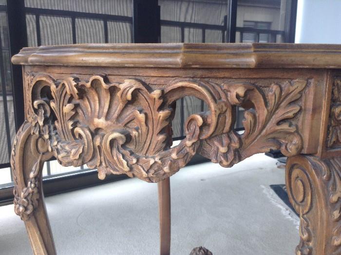 Carved wood table